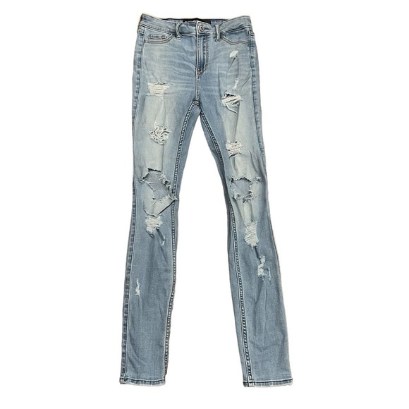 Hollister Super Skinny High Rise Distressed Jeans Size 0 Junior’s - Picture 1 of 5